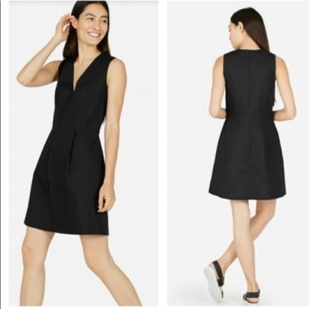 Everlane Cotton Poplin V Neck Dress